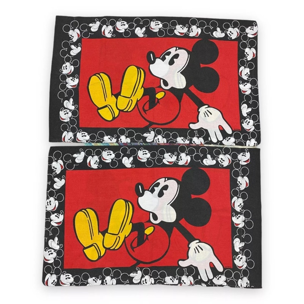 2 Vintage Mickey Mouse Pillow Case Double Sided Disney Character All Over Print